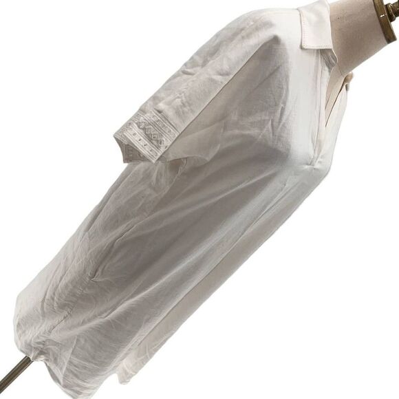 Elie Tahari White Lace Trim Short Sleeved/Collar Linen Lined Shirt Dress NWT-M - Picture 4 of 13